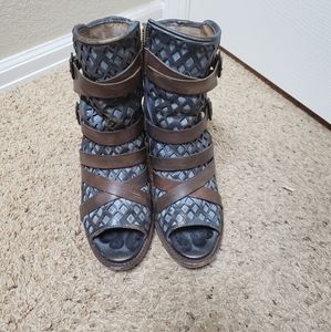 FREEBIRD by Steven Chelsey Leather Bootie Sandals